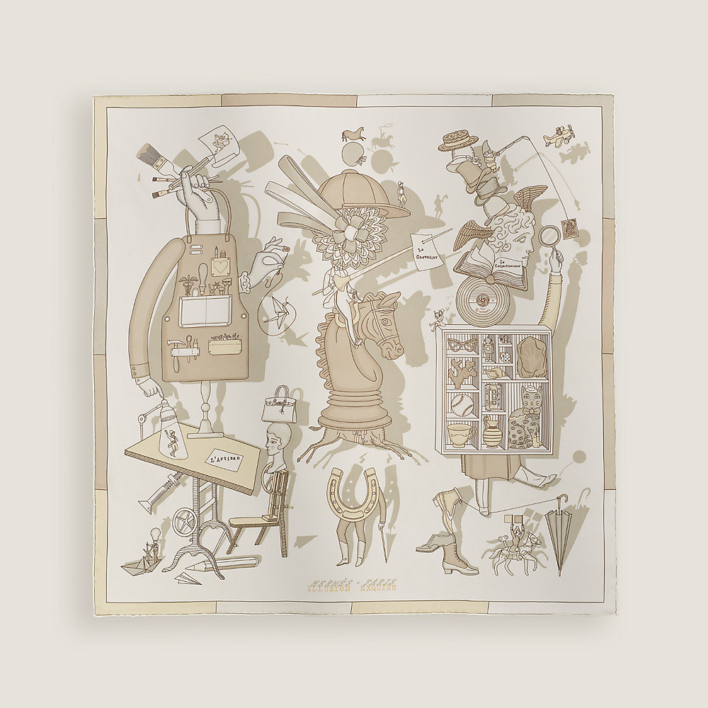 Illusion Exquise scarf 70 - White | Hermès USA